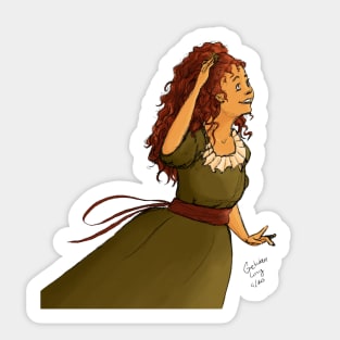 Curly Redhead in a Green Dress Sticker